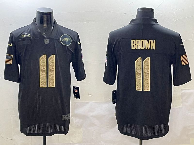 Men Philadelphia Eagles #11 Brown Black 2025 Nike Salute to Service Limited NFL Jersey style 6